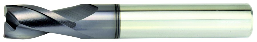 Fréza karbidová monolitní 2 břitá-1břit přes střed, dlouhá, rohová fazetka, s drážkou 30°, DIN6527L, povlak AlTiN